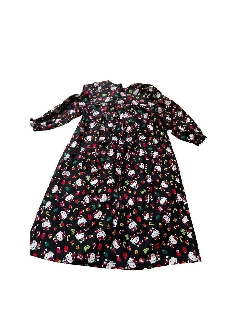 HELLO KITTY Christmas Kids fabric Open Robe Pajama size 7-8